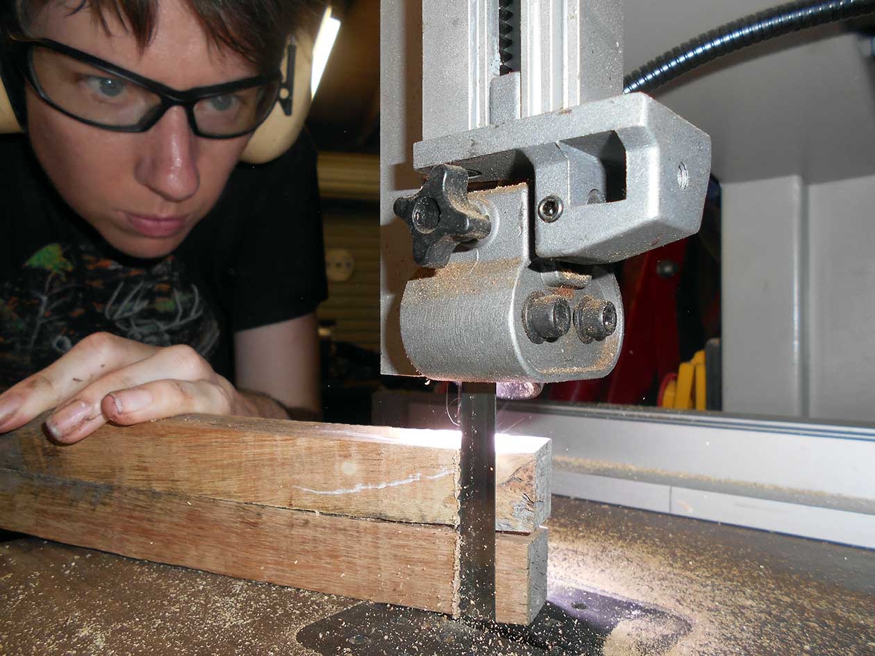 Using a band saw to cut detail in wood